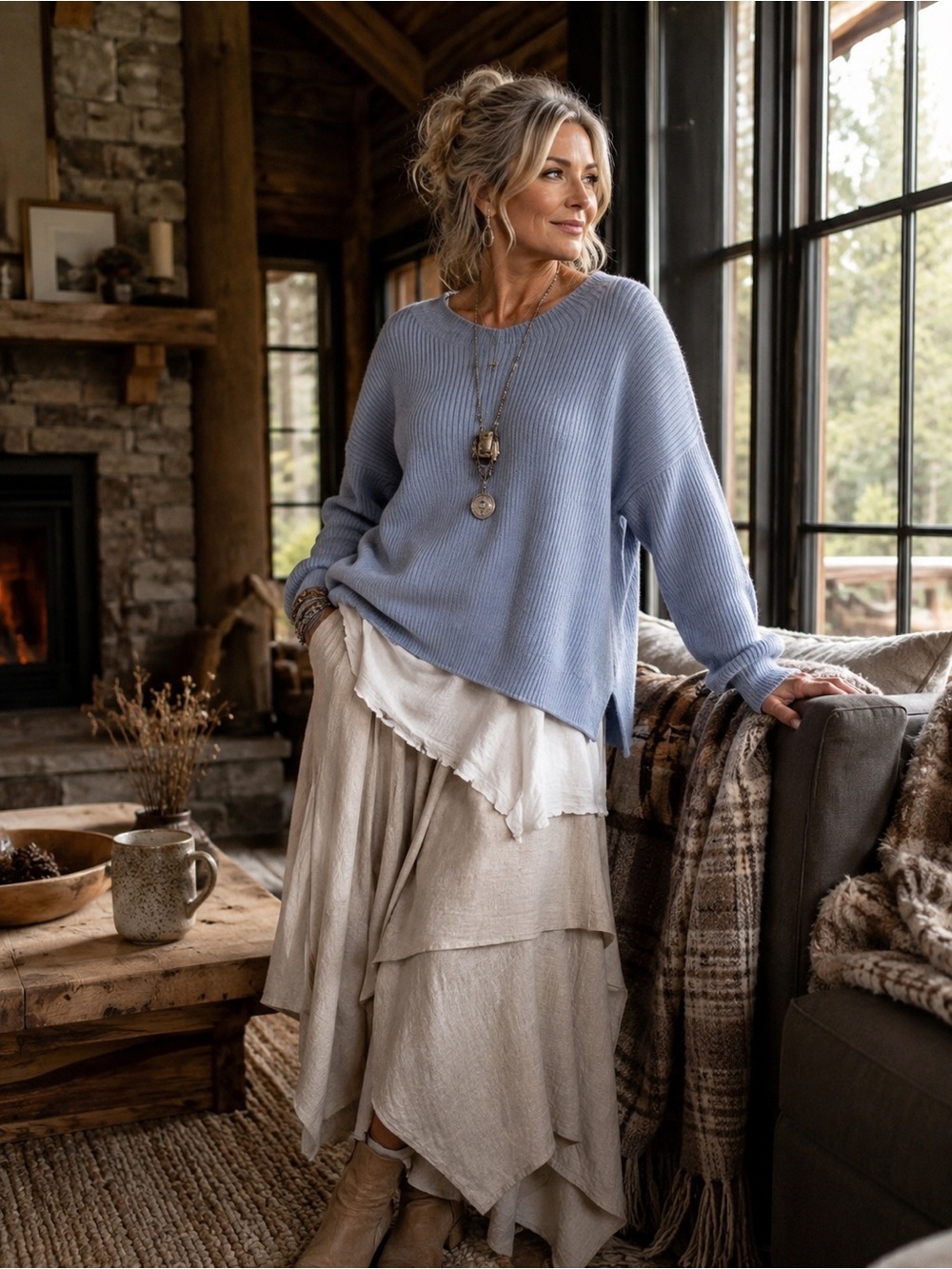NWT PINQUE LIGHT BLUE SWEATER MADE FOR STITCH FIX WOMEN'S SIZE XL